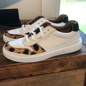 Leather Cole Haan shoes with animal print accents